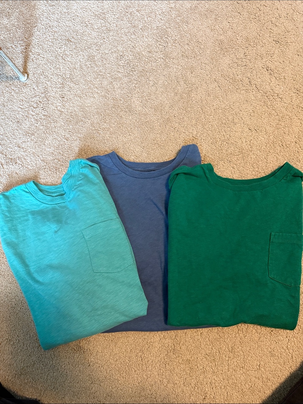 3 GAP Kids Short-Sleeve Pocket Tees in Teal, Blue, and Green